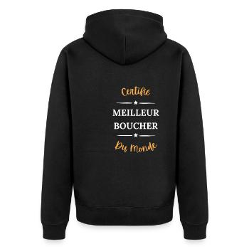 Certifié meilleur boucher du monde - Veste à capuche bio Premium Unisexe - noir - Dos - Nico (187cm)