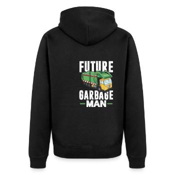 Recycling Garbage Truck – Recycling Management - Unisex Premium Bio Zip Hoodie - Schwarz - Hinten - Nico (187cm)