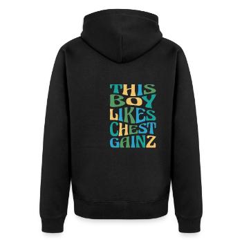 Un garçon aime Benchpress Funny Gym Quote - Veste à capuche bio Premium Unisexe - noir - Dos - Nico (187cm)