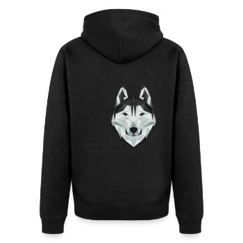 Süßer sibirischer Husky-Welpe Künstlerisches - Unisex Premium Bio Zip Hoodie - Schwarz - Hinten - Nico (187cm)