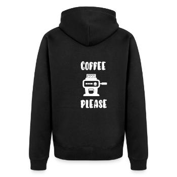 Kaffee bitte - Unisex Premium Bio Zip Hoodie - Schwarz - Hinten - Nico (187cm)