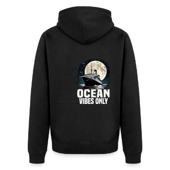 Ocean Vibes Only Cruise Ship Vacation Group - Unisex Premium Bio Zip Hoodie - Schwarz - Hinten - Nico (187cm)