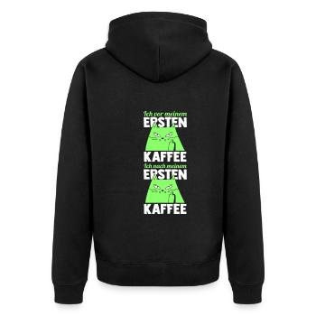 Chat avant mon premier café - Veste à capuche bio Premium Unisexe - noir - Dos - Nico (187cm)
