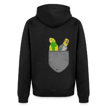 Vogelliebhaber Geschenk Süßes Brusttasche Sittich - Unisex Premium Bio Zip Hoodie - Schwarz - Hinten - Nico (187cm)