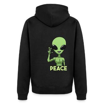 Signe de paix extraterrestre - Veste à capuche bio Premium Unisexe - noir - Dos - Nico (187cm)