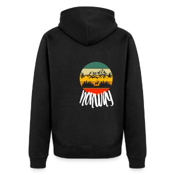 Norwegian Nature Deer Retro Norway - Unisex Premium Organic Zip Hoodie - black - Back - Nico (187cm)