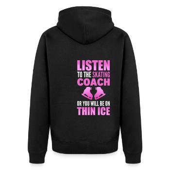 Lustiger Skatetrainer Schlittschuhläufer - Unisex Premium Bio Zip Hoodie - Schwarz - Hinten - Nico (187cm)