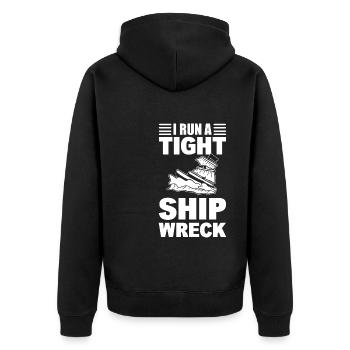 I Run A Tight Shipwreck Schiffsingenieur - Unisex Premium Bio Zip Hoodie - Schwarz - Hinten - Nico (187cm)