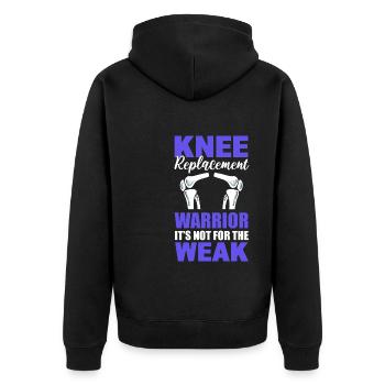 Knieersatz-Krieger Orthopädischer Chirurg - Unisex Premium Bio Zip Hoodie - Schwarz - Hinten - Nico (187cm)