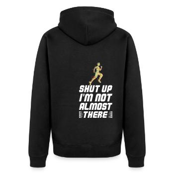 Läufer Marathon Halbmarathon - Marathontraining - Unisex Premium Bio Zip Hoodie - Schwarz - Hinten - Nico (187cm)