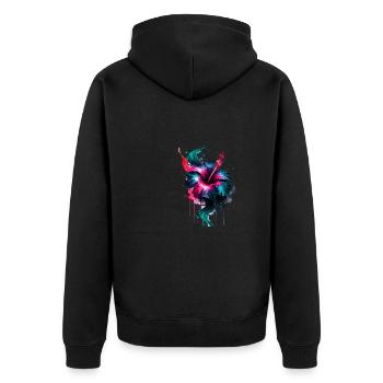 encre,hibiscus,illustration,peinture,graffiti,fleur - Veste à capuche bio Premium Unisexe - noir - Dos - Nico (187cm)