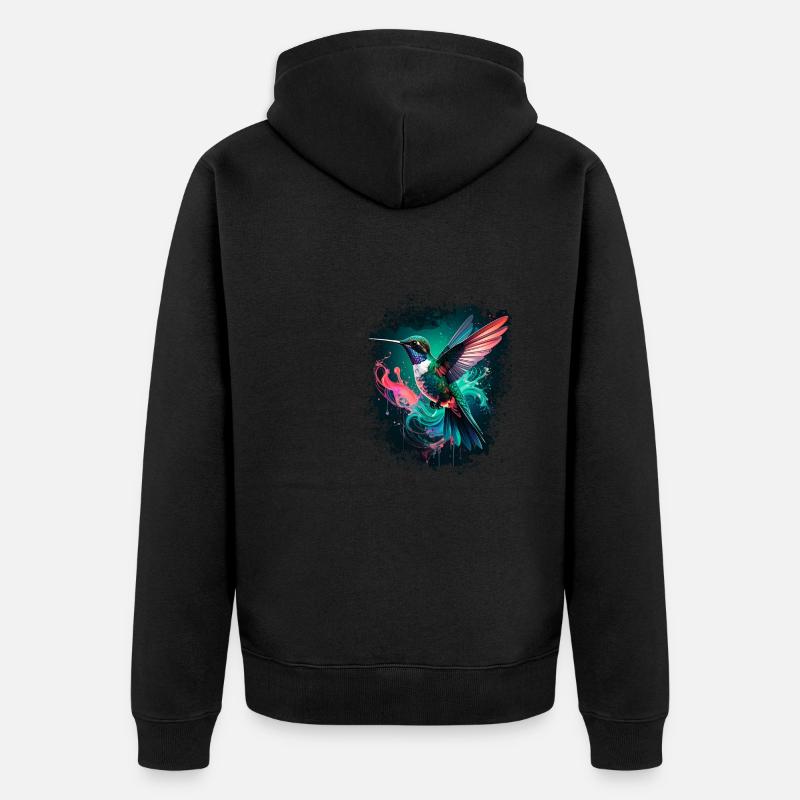 kolibri,vogel, illustration,bunt,graffiti - Unisex Premium Bio Zip Hoodie - Schwarz