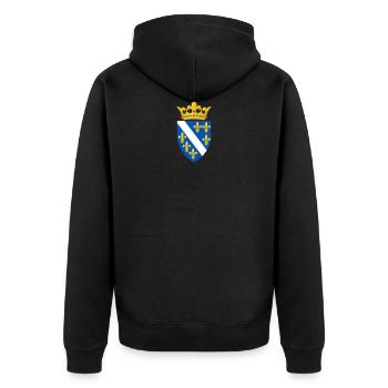 GRB KRALJEVINE BOSNE I HERCERGOVINE / Bosnien - Unisex Premium Bio Zip Hoodie - Schwarz - Hinten - Nico (187cm)