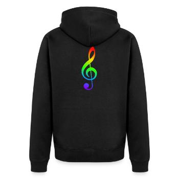 Notenschlüssel Regenbogenfarben - Unisex Premium Bio Zip Hoodie - Schwarz - Hinten - Nico (187cm)