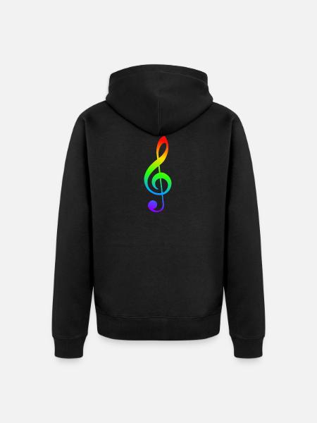 Notenschlüssel Regenbogenfarben - Unisex Premium Bio Zip Hoodie - Schwarz