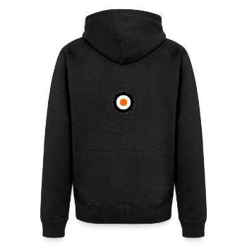 Orange Times Mod Target DigitalDirekt - Unisex Premium Bio Zip Hoodie - Schwarz - Hinten - Nico (187cm)