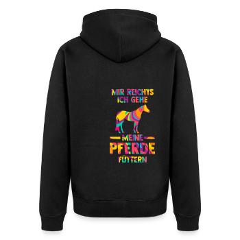 Reiten Pferd Pferde Geschenk - Unisex Premium Bio Zip Hoodie - Schwarz - Hinten - Nico (187cm)