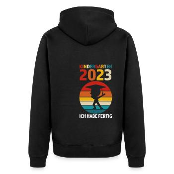Kita-Kind Abschluss Kindergartenabgänger Geschenk - Unisex Premium Bio Zip Hoodie - Schwarz - Hinten - Nico (187cm)