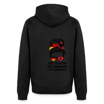 Deutsche Albanerin Albanien Geschenk - Unisex Premium Bio Zip Hoodie - Schwarz - Hinten - Nico (187cm)