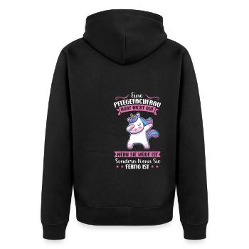 Krankenhaus Pflegefachfrau Pflegerin Geschenk - Unisex Premium Bio Zip Hoodie - Schwarz - Hinten - Nico (187cm)