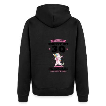 30. Geburtstag Einhorn 30 Jahre alt Geschenk - Unisex Premium Bio Zip Hoodie - Schwarz - Hinten - Nico (187cm)