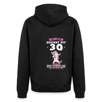 30. Geburtstag Einhorn 30 Jahre alt Geschenk - Unisex Premium Bio Zip Hoodie - Schwarz - Hinten - Nico (187cm)