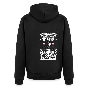 Wandern Wein Bergsteigen Geschenk - Unisex Premium Bio Zip Hoodie - Schwarz - Hinten - Nico (187cm)