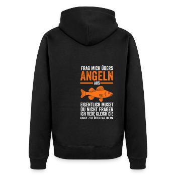 Angeln Fische Fischer Geschenk - Unisex Premium Bio Zip Hoodie - Schwarz - Hinten - Nico (187cm)