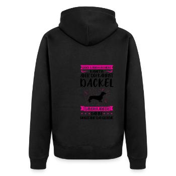 Dackel Hund Dachshund Geschenk - Unisex Premium Bio Zip Hoodie - Schwarz - Hinten - Nico (187cm)