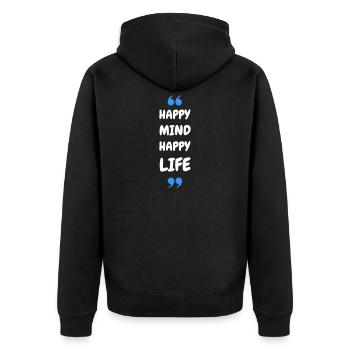 Un heureux, une vie heureuse - Veste à capuche bio Premium Unisexe - noir - Dos - Nico (187cm)
