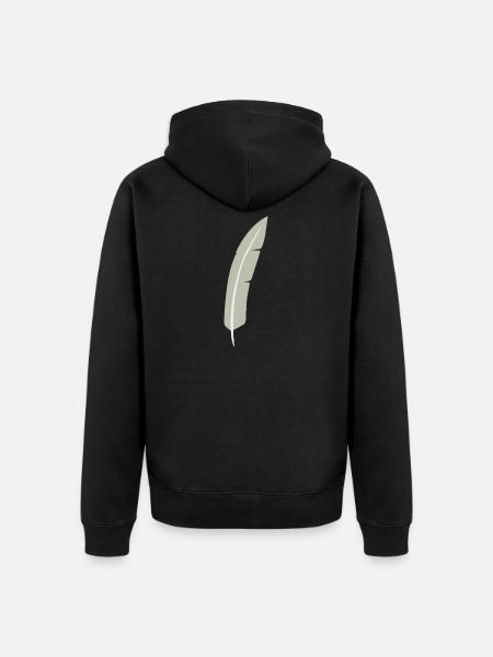 Feather Arc Minimalist Print - Unisex Premium Organic Zip Hoodie - black