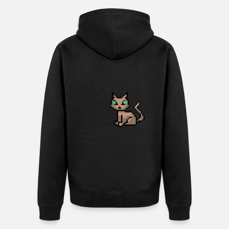 Cat Pixelart Pixels - Veste à capuche bio Premium Unisexe - noir