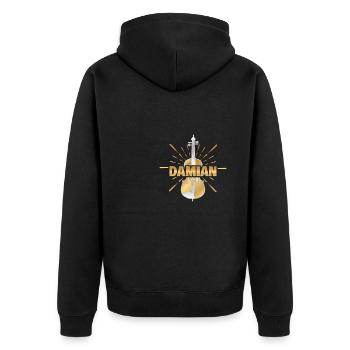 Violinist Damian - Unisex Premium Bio Zip Hoodie - Schwarz - Hinten - Nico (187cm)