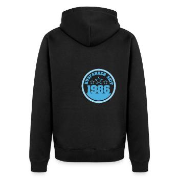 1986 - Unisex Premium Bio Zip Hoodie - Schwarz - Hinten - Nico (187cm)