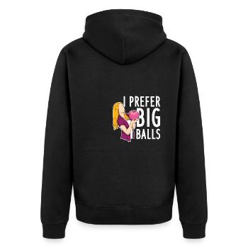 I Prefer Big Balls - Unisex Premium Bio Zip Hoodie - Schwarz - Hinten - Nico (187cm)