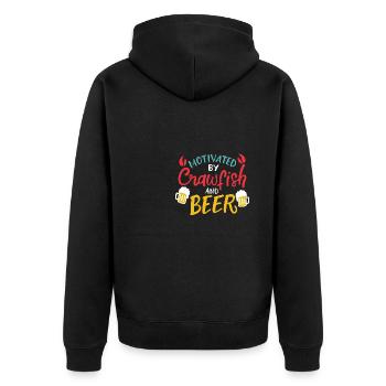 Motivated By Crawfish & Beer - Unisex Premium Bio Zip Hoodie - Schwarz - Hinten - Nico (187cm)