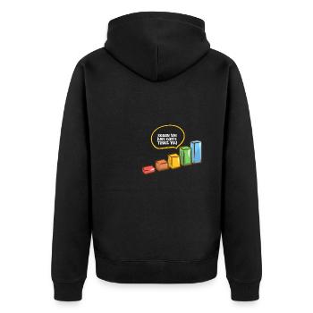 Sorry We Just Can't Trust You - Unisex Premium Bio Zip Hoodie - Schwarz - Hinten - Nico (187cm)