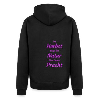 Herbst Herbstlich Natur Umwelt - Unisex Premium Bio Zip Hoodie - Schwarz - Hinten - Nico (187cm)