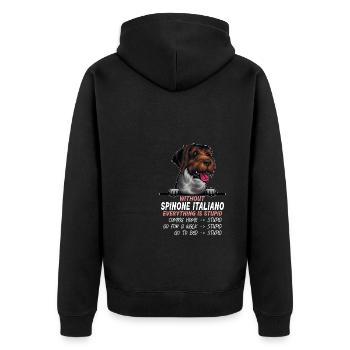Ohne Spinone Italiano ist alles doof - Unisex Premium Bio Zip Hoodie - Schwarz - Hinten - Nico (187cm)