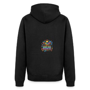 Parents School Child Primary School First Grade Enrollment - Unisex Premium Organic Zip Hoodie - black - Back - Nico (187cm)