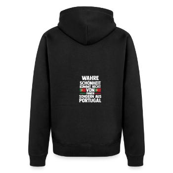 Portugiesen Portugal - Unisex Premium Bio Zip Hoodie - Schwarz - Hinten - Nico (187cm)