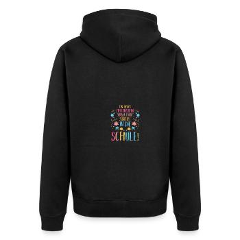 Eltern Schulkind Grundschule Erste Klasse Einschul - Unisex Premium Bio Zip Hoodie - Schwarz - Hinten - Nico (187cm)
