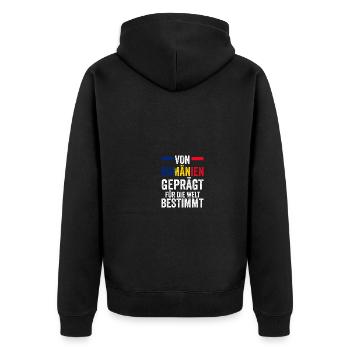 Romanian Romania Romania - Unisex Premium Organic Zip Hoodie - black - Back - Nico (187cm)