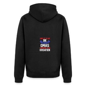 Kroaten Oma Großmutter Kroatin Hrvatska Kroatien - Unisex Premium Bio Zip Hoodie - Schwarz - Hinten - Nico (187cm)