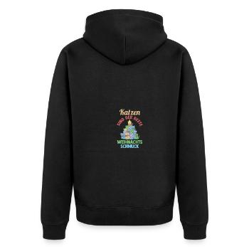 Weihnachtsmann Weihnachtsfest Weihnachten Katzen - Unisex Premium Bio Zip Hoodie - Schwarz - Hinten - Nico (187cm)