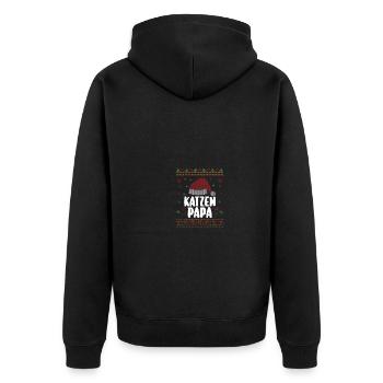 Weihnachten Weihnachtsmann Katzenpapa - Unisex Premium Bio Zip Hoodie - Schwarz - Hinten - Nico (187cm)