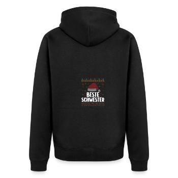 Weihnachten Weihnachtsmann Beste Schwester - Unisex Premium Bio Zip Hoodie - Schwarz - Hinten - Nico (187cm)