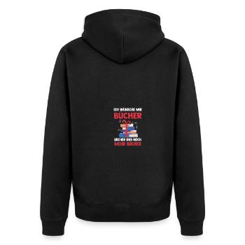 Père Noël Noël Livres de lecture - Veste à capuche bio Premium Unisexe - noir - Dos - Nico (187cm)