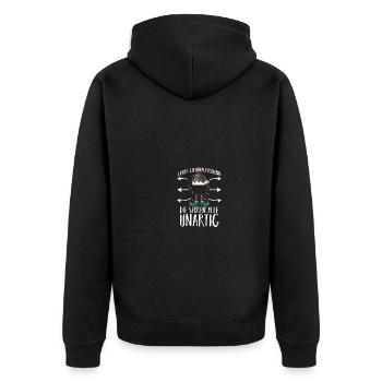 Elf Weihnachtsmann Weihnacht Frohe Weihnachten - Unisex Premium Bio Zip Hoodie - Schwarz - Hinten - Nico (187cm)