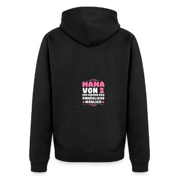 Mom of 2 children - Unisex Premium Organic Zip Hoodie - black - Back - Nico (187cm)